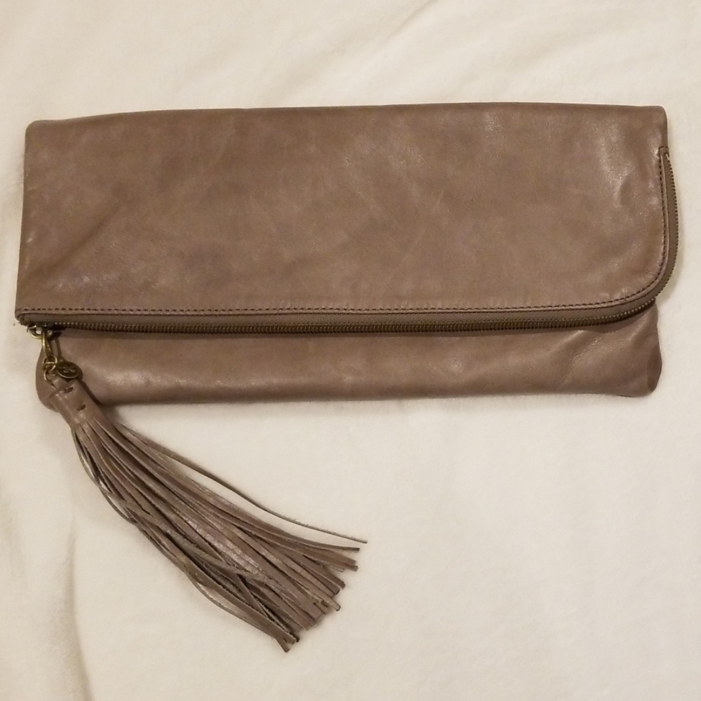 HOBO International Large Foldover Clutch Taupe